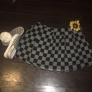 🖤 BLACK AND WHITE CHECKER BOARD SKATER SKIRT 🖤